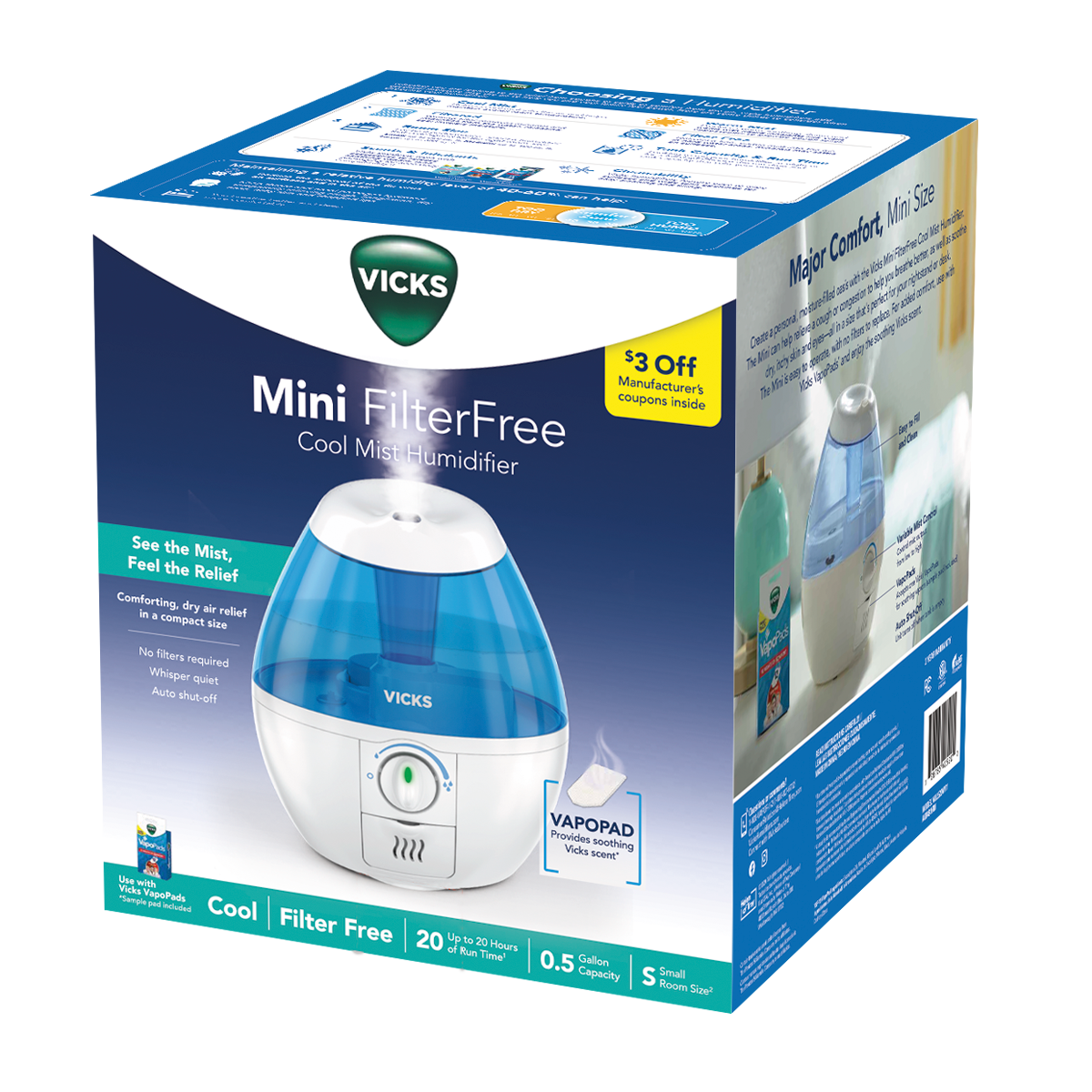 VICKS Mini humidificateur d'air froid à ultrasons VUL525E (1 pc) acheter